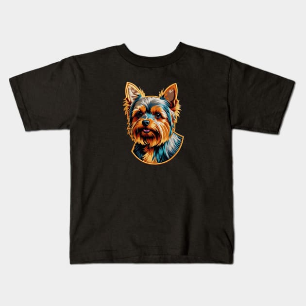 Yorkshire Terrier No Background Embroidered Patch Kids T-Shirt by Xie